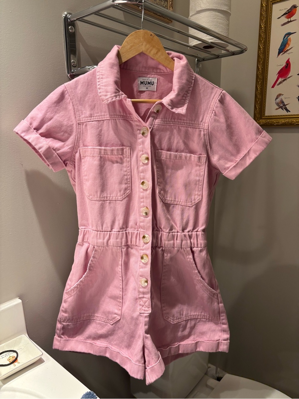 Show Me Your Mumu Pink Denim Romper